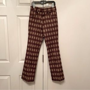 Vintage Boys Flair Pants 1970s Billy The Kid Plaid Pants Flare Leg Size 16Slim